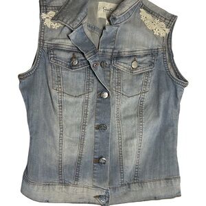 Jessica Simpson Light Blue Denim Vest with Lace